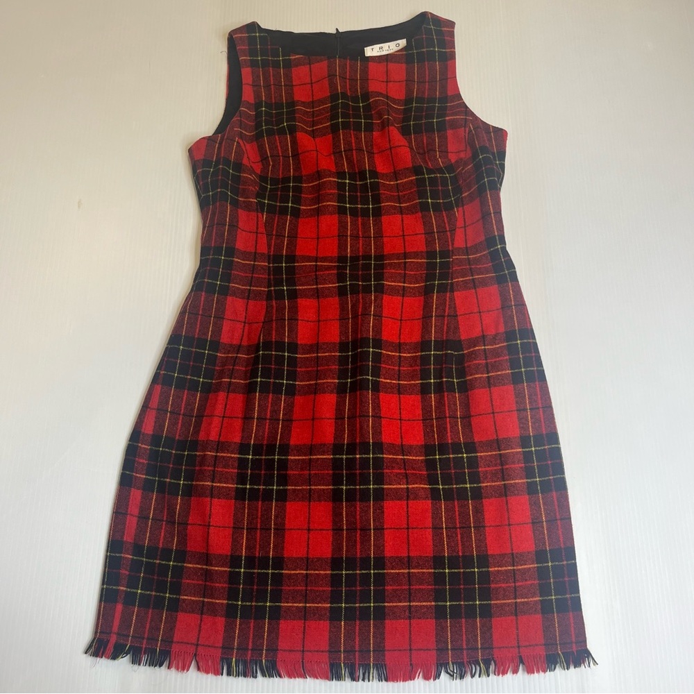 Trio Wool Plaid Midi Preppy Holiday Dress